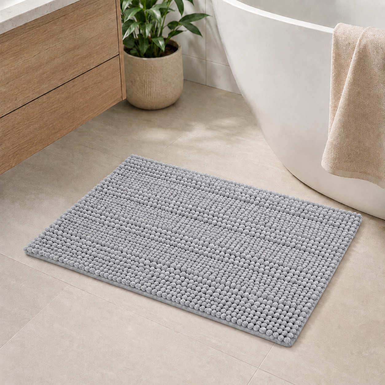 Alfombra de baño color Gris 45x65 cm