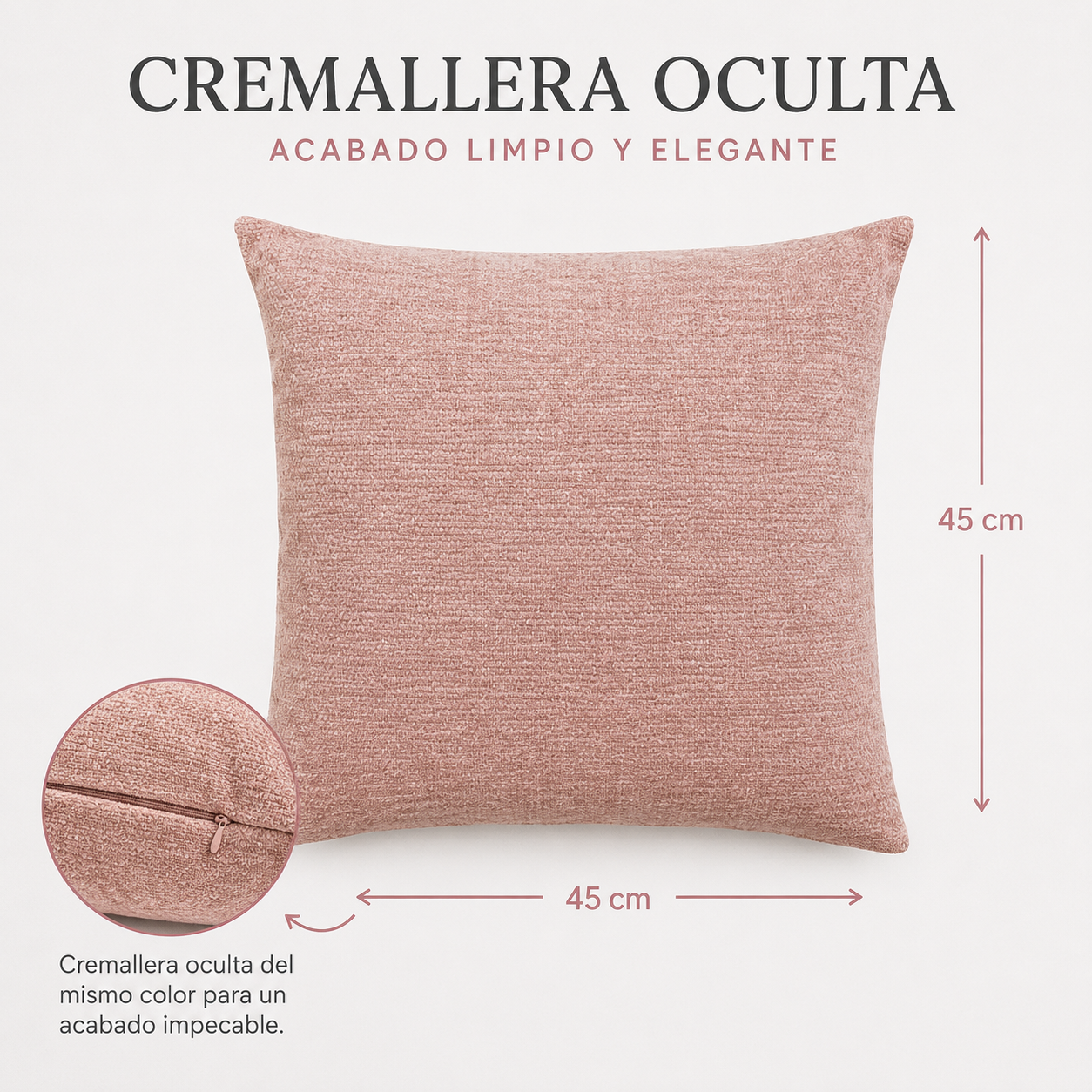 Funda De cajín Color Rosa 45x45 cm