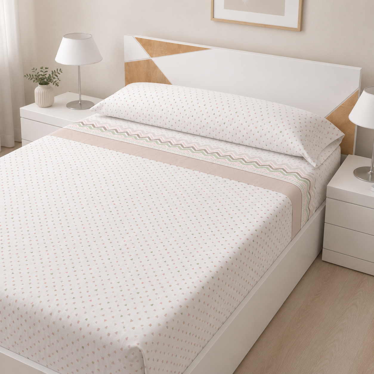 Juego de sábanas 3 piezas microfibra Cristal Beige