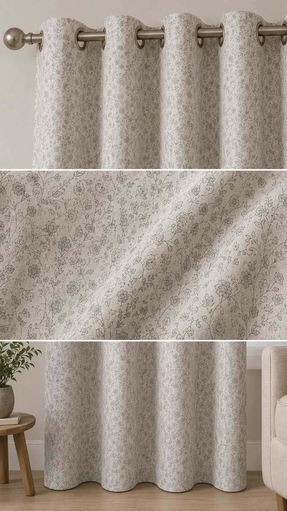 Cortina de tela florencia gris claro 140 x 260 cm