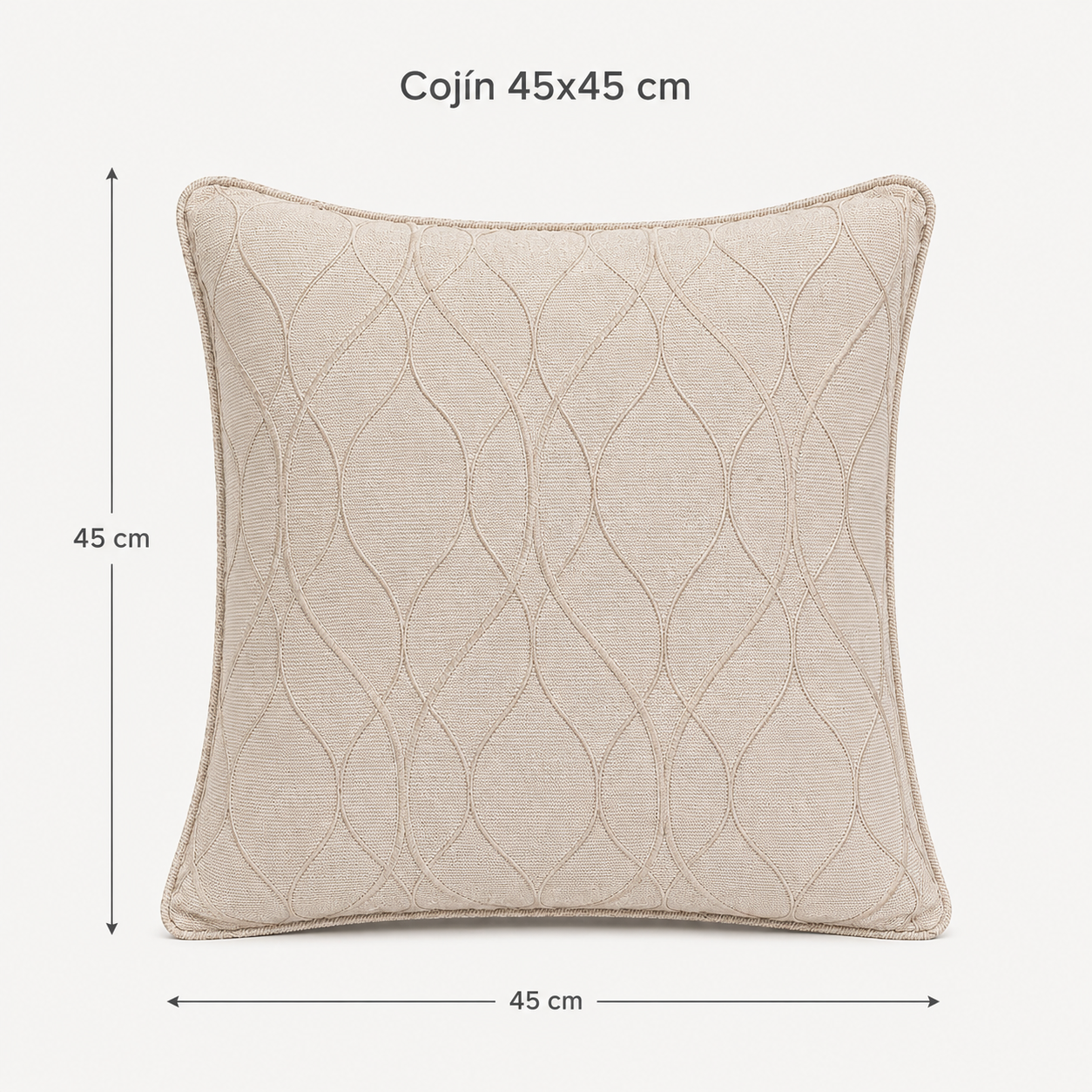 Funda De cajín Jacquard Color Beige 45x45 cm