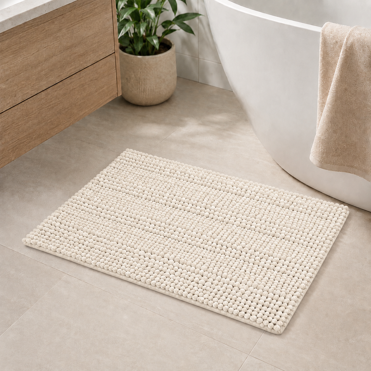 Alfombra de baño color Crema 45x65 cm