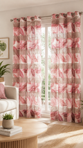 Cortina visillo tropical rosa 140x260 cm