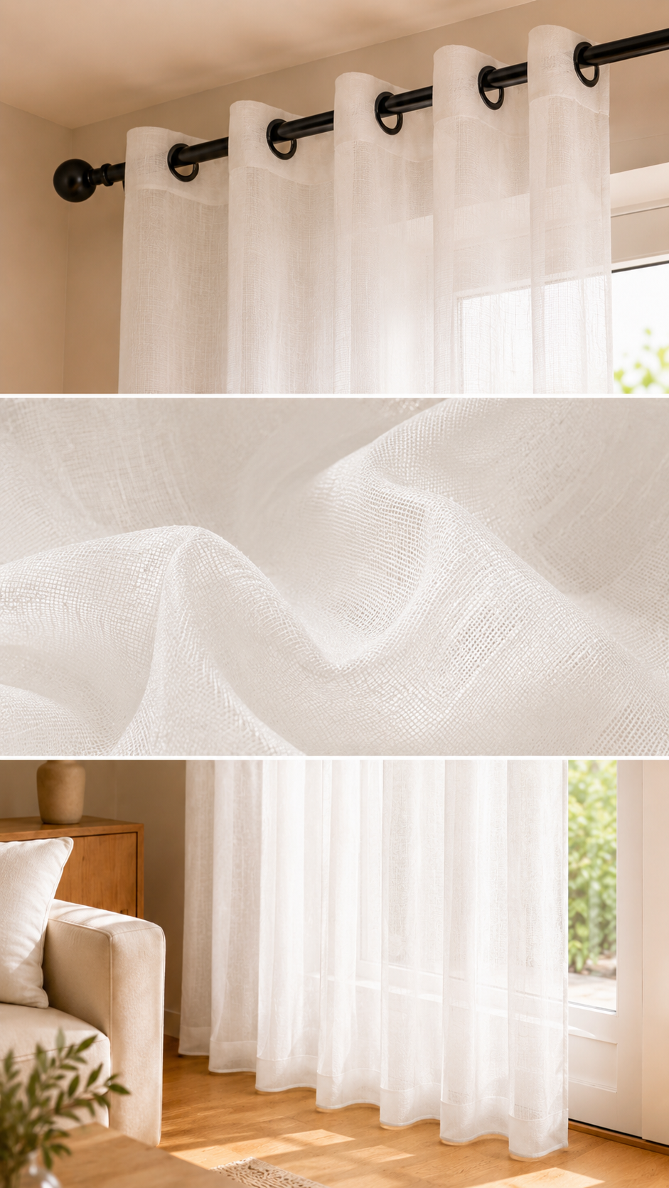 Cortina visillo blanca 140x260 cm