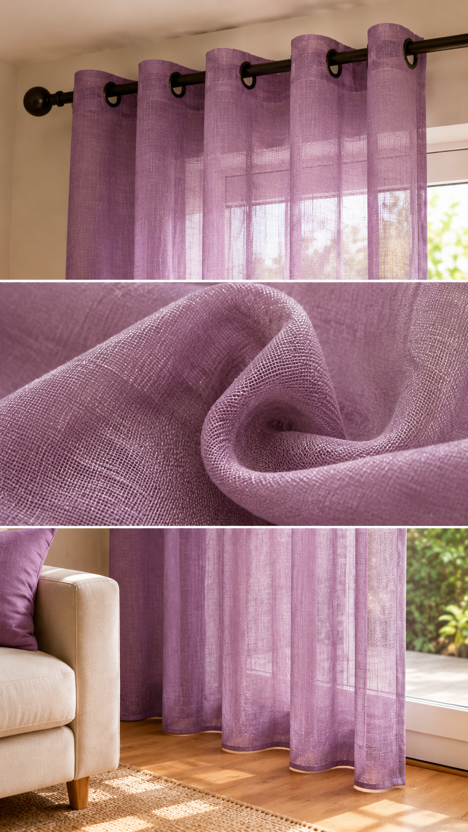 Cortina visillo lila 140x260 cm