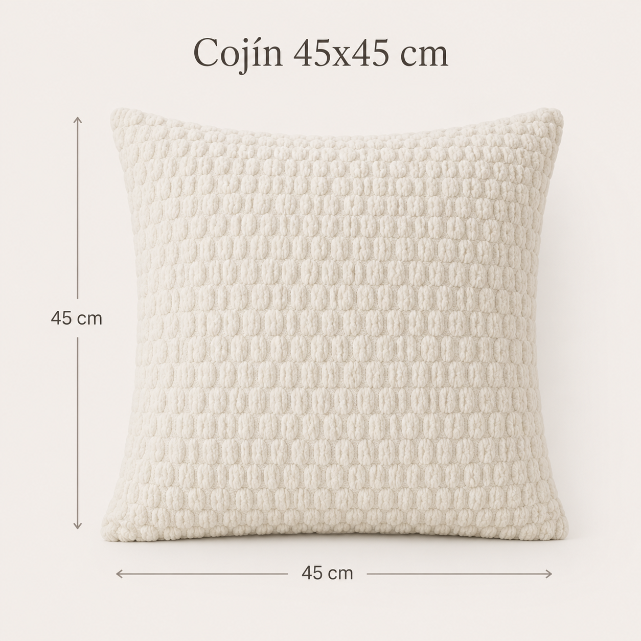Funda De cajín con Relieve Color Blanco Roto 45x45 cm