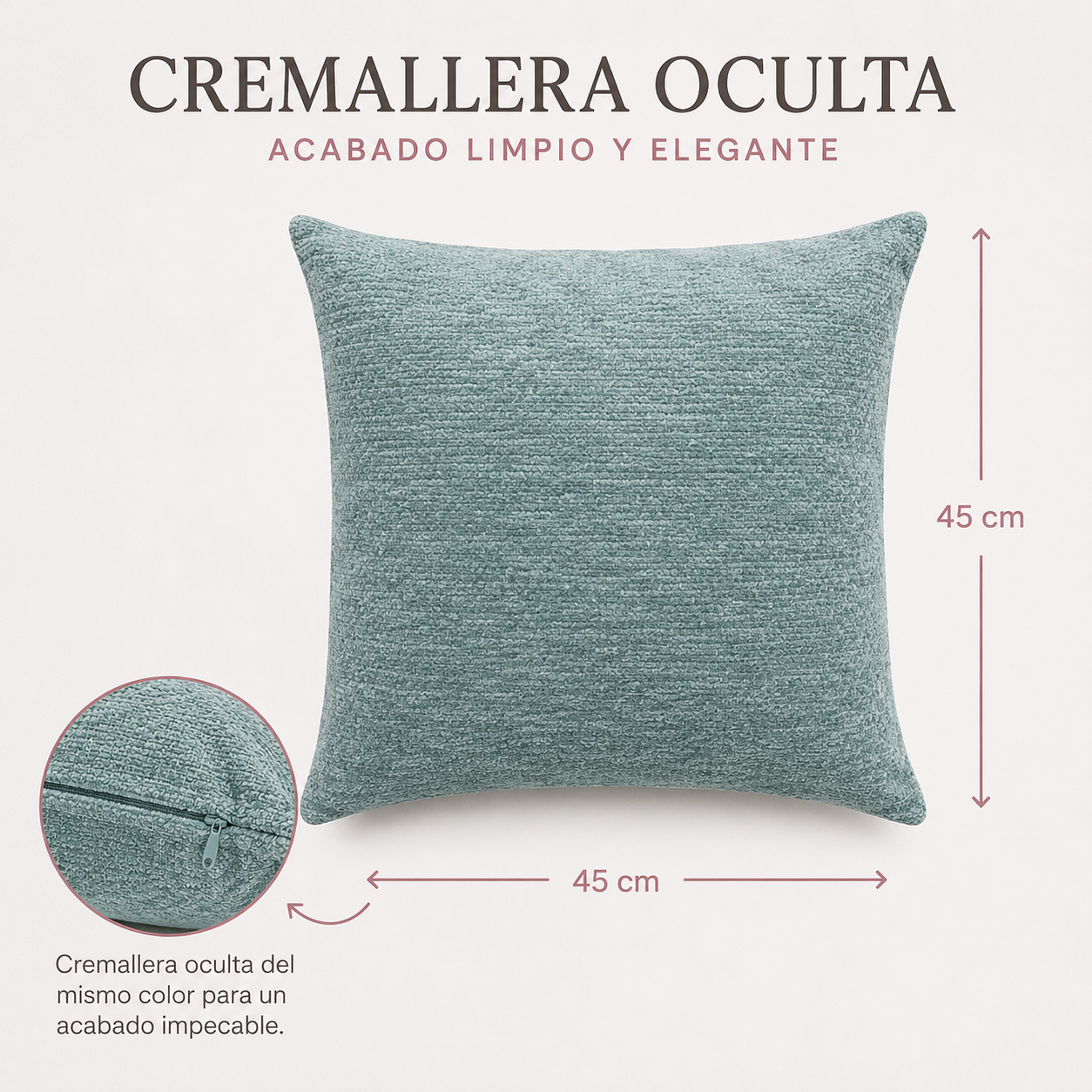 Funda De cajín Color Verde Agua 45x45 cm