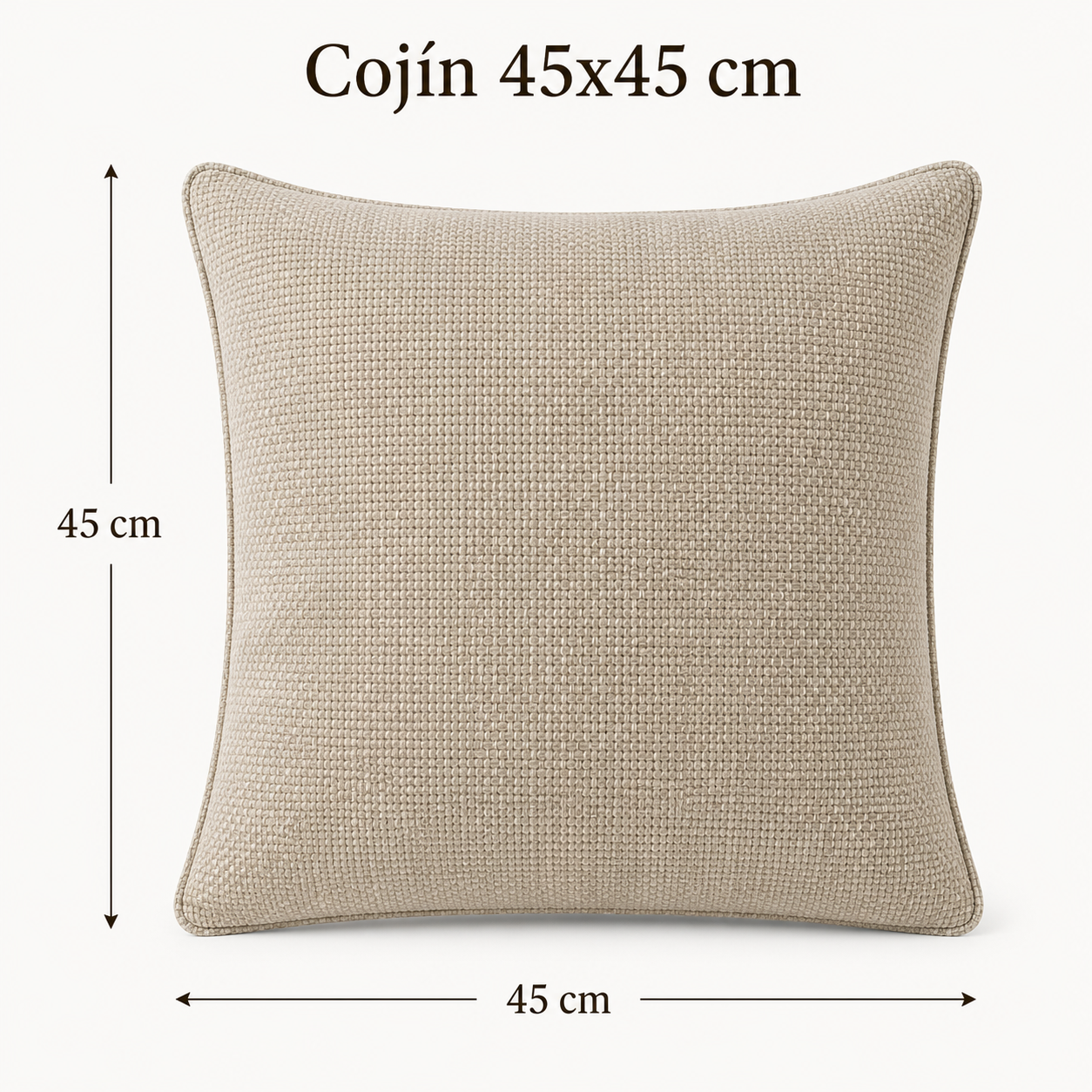 Funda De cajín Color Beige  45x45 cm