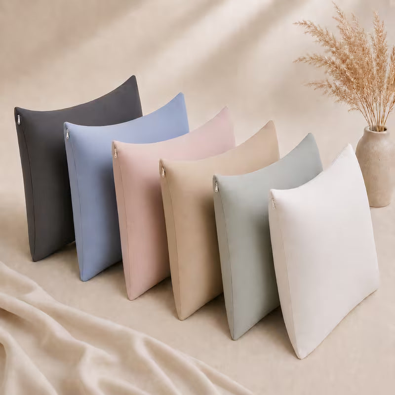 Funda de Almohada de Microfibra con Cremallera color Beige