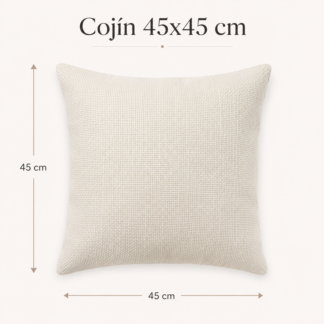Funda De cajín Color Crema 45x45 cm
