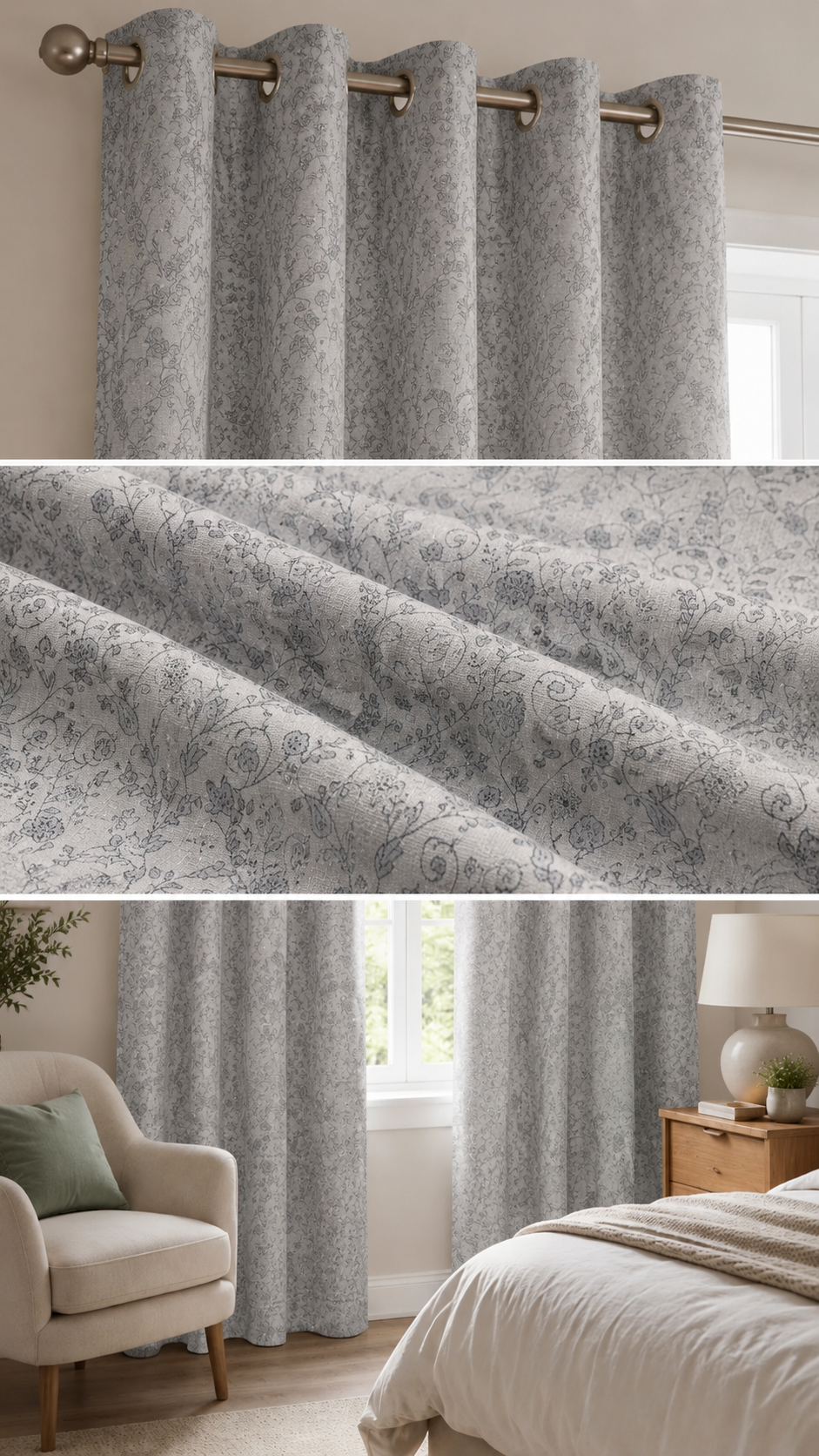 Cortina de tela florencia gris 140 x 260 cm