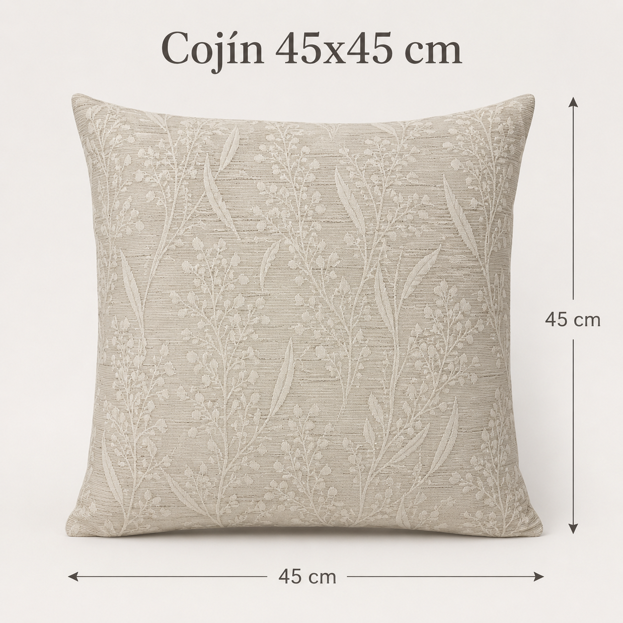 Funda De cajín Jacquard Color Beige  45x45 cm