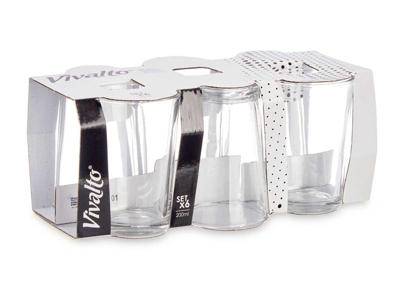 Set 6 vasos cristal lisos 200ml