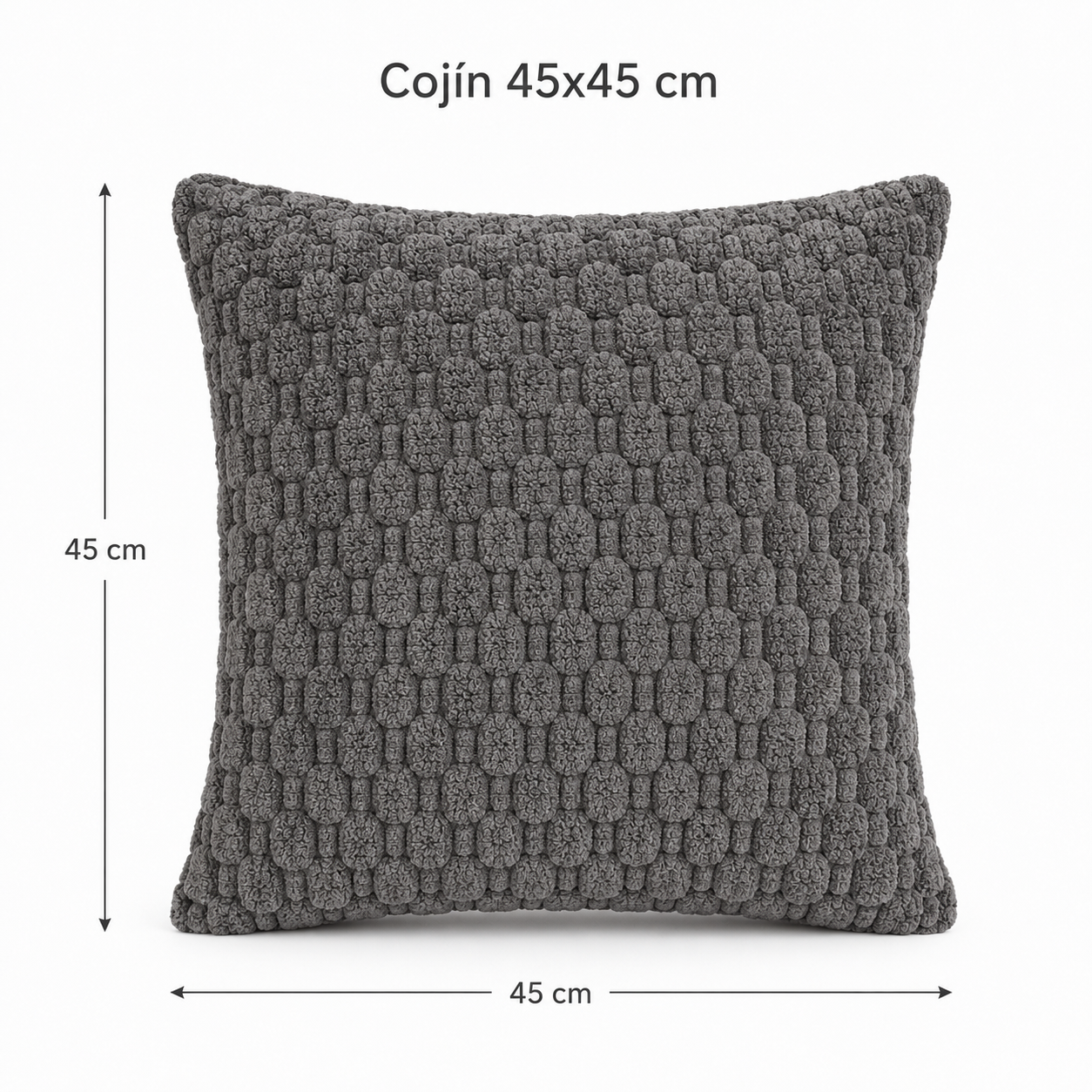 Funda De cajín con relieve de Color Gris Oscuro  45x45 cm