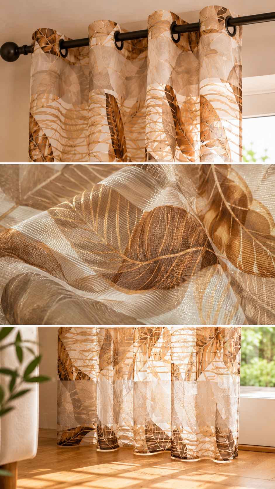 Cortina visillo tropical beige 140x260 cm
