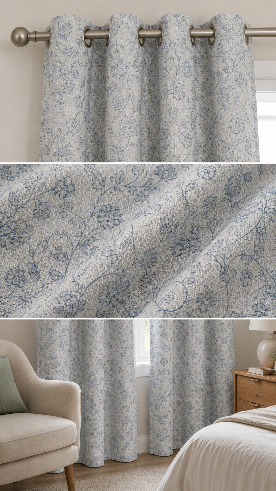 Cortina de tela florencia gris azul 140 x 260 cm