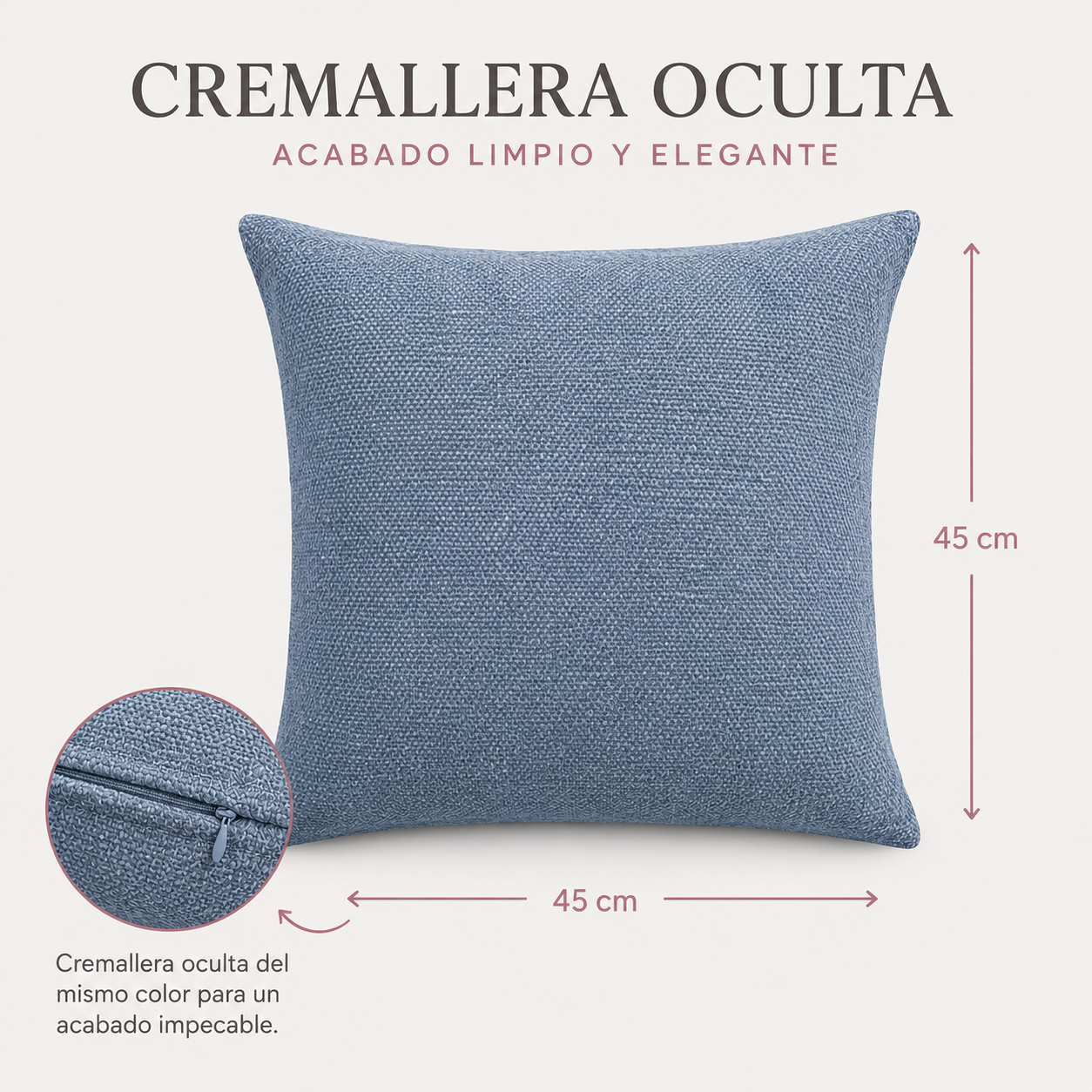 Funda De cajín Color Azul 45x45 cm