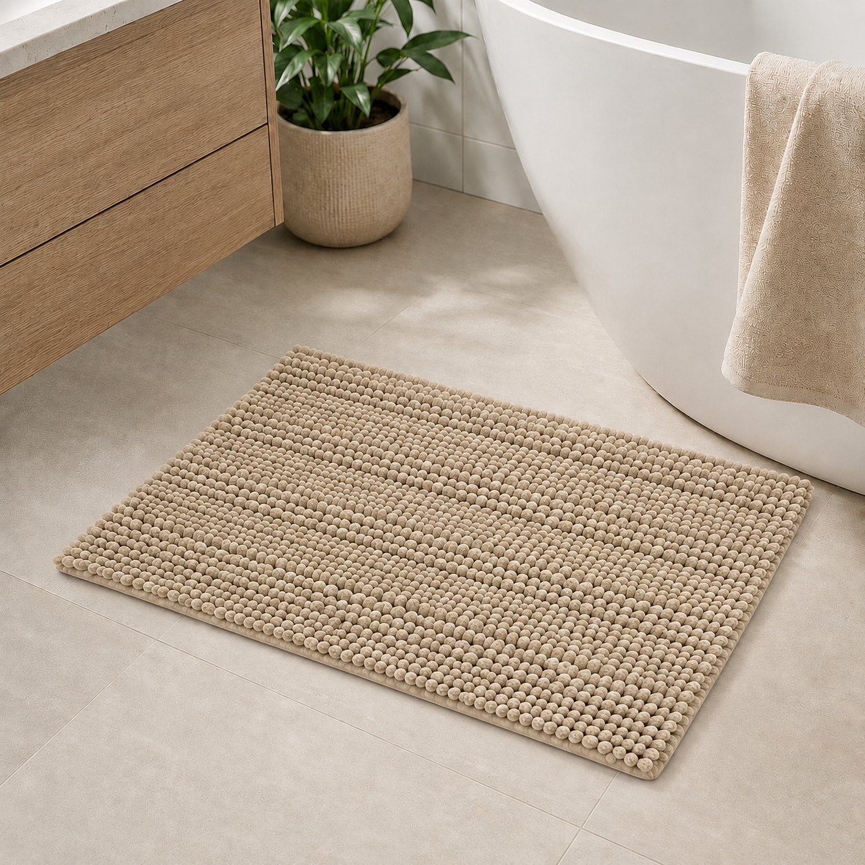 Alfombra de baño color Beig 45x65 cm
