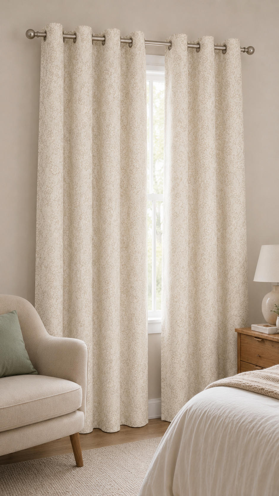 Cortina de tela florencia Crema 140 x 260 cm