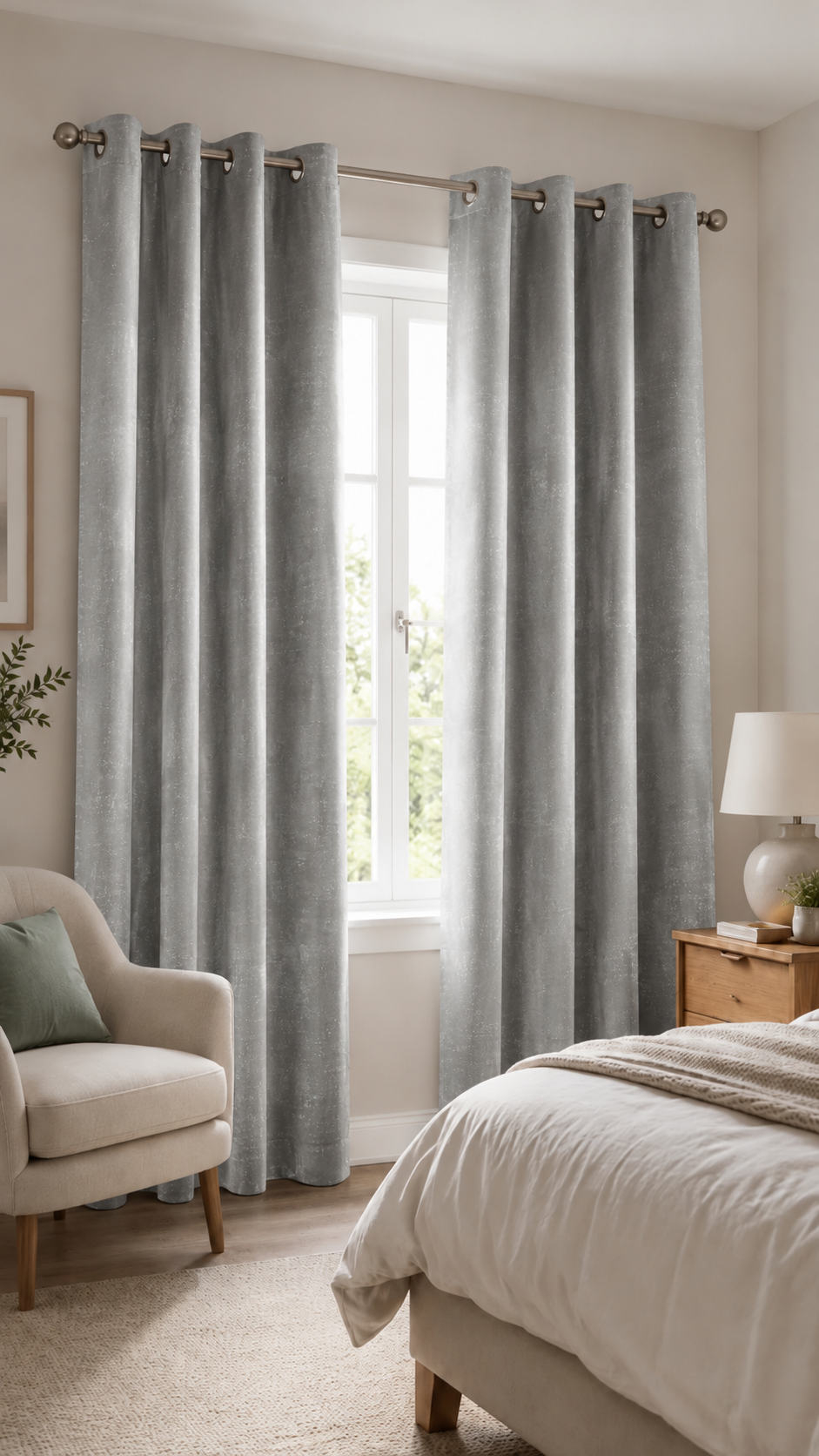 Cortina tela de terciopelo 140 x 260 cm Gris