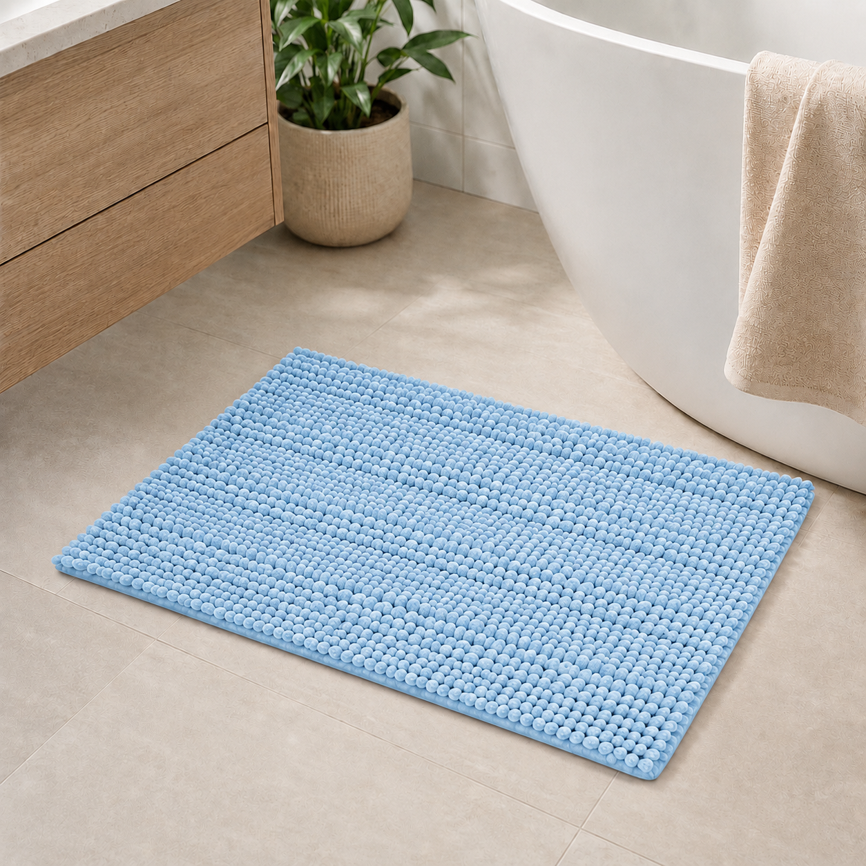 Alfombra de baño color azul 45x65 cm