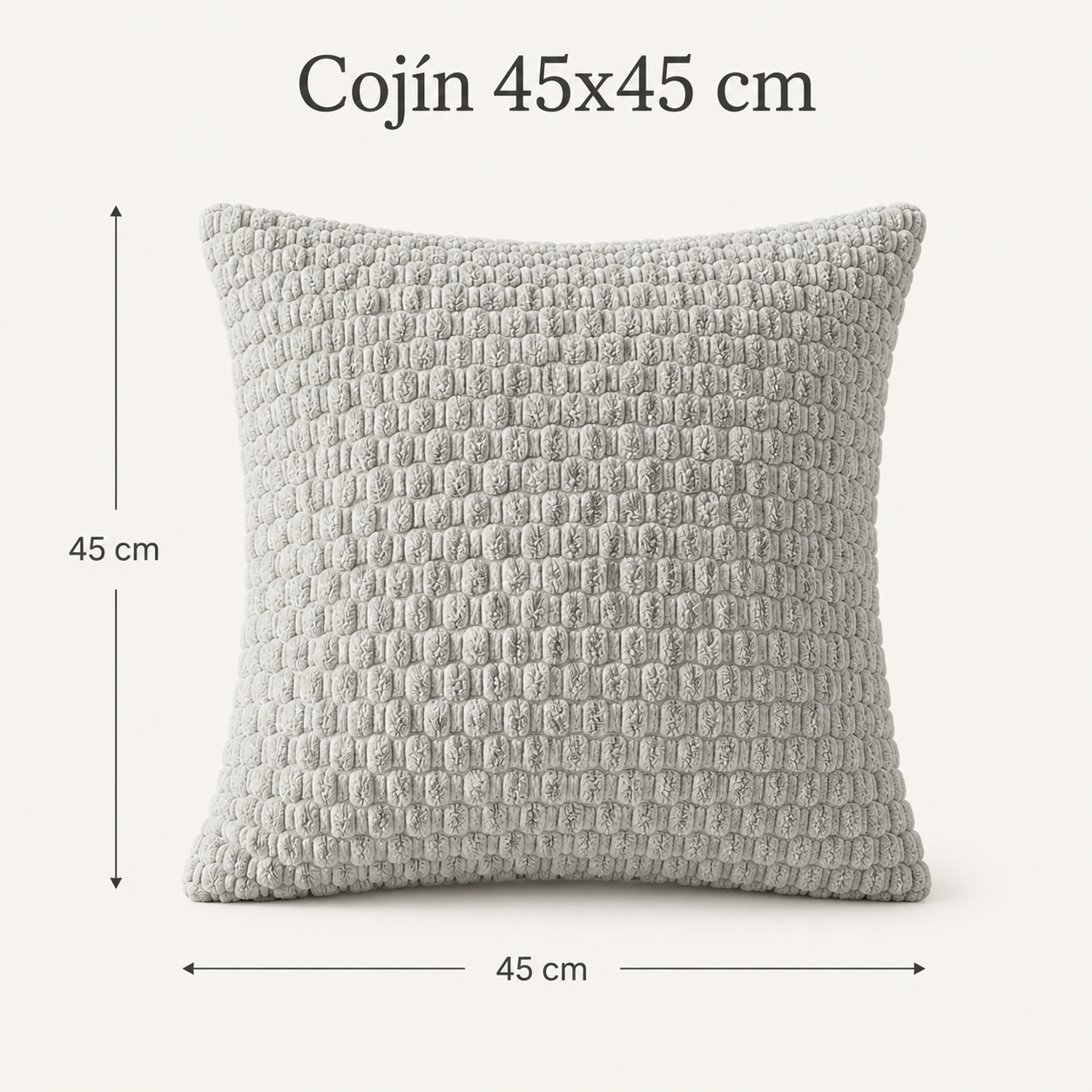 Funda De cajín con relieve Color Gris 45x45 cm