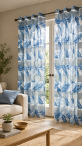 Cortina visillo tropical azul 140x260 cm