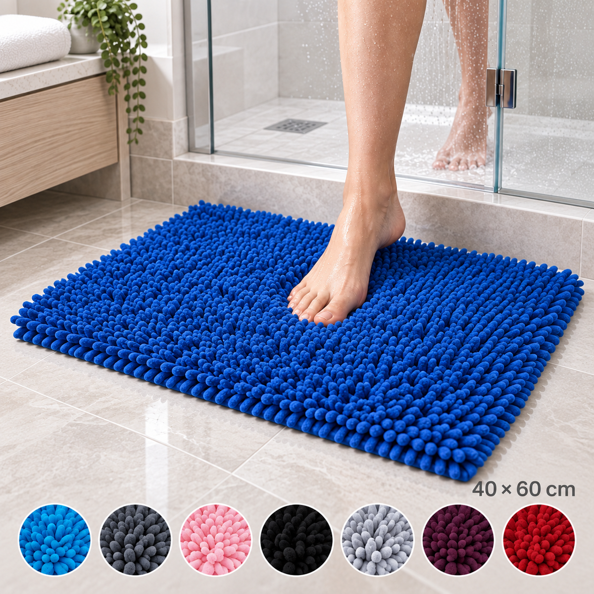Alfombra de Baño de Chenilla 40 × 60 cm con  Antideslizante