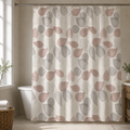 Cortina de Baño 180x180 cm de PEVA Resistente al Agua con Estampado Hojas de Otoño