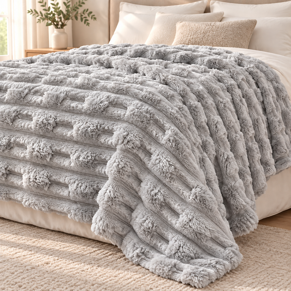 Manta Plaid Bambú Suave y Cálida,  3 Medidas, para Sofá y Cama, 8 Colores