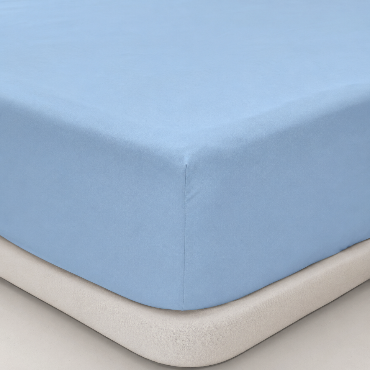 Sábana bajera celeste ajustable 50% algodón