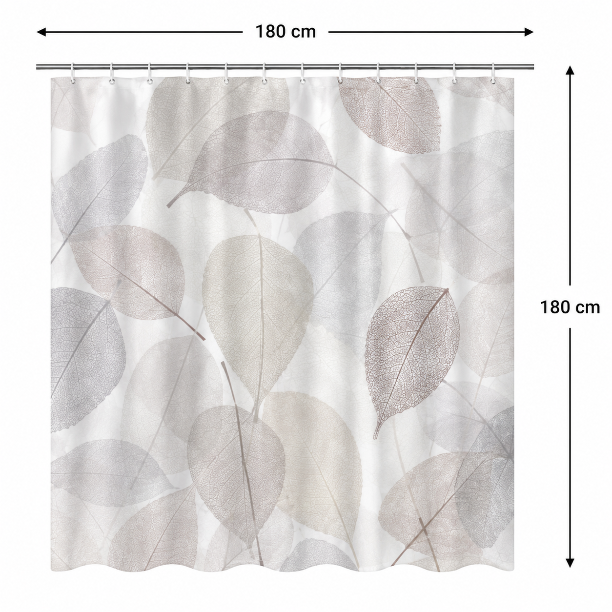 Cortina de Baño 180x180 cm de PEVA Resistente al Agua con Estampado Hojas de Otoño