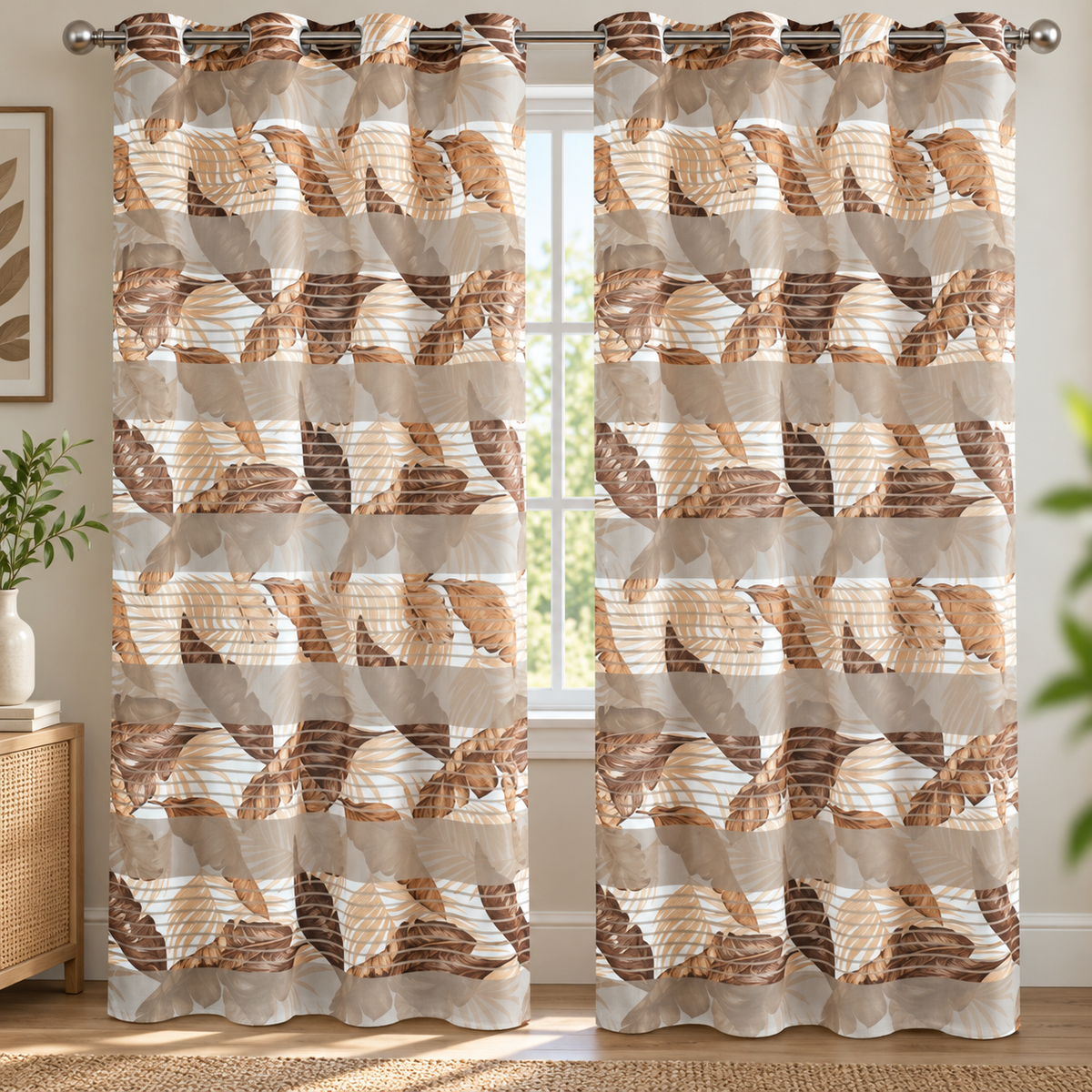 Cortina visillo tropical beige 140x260 cm