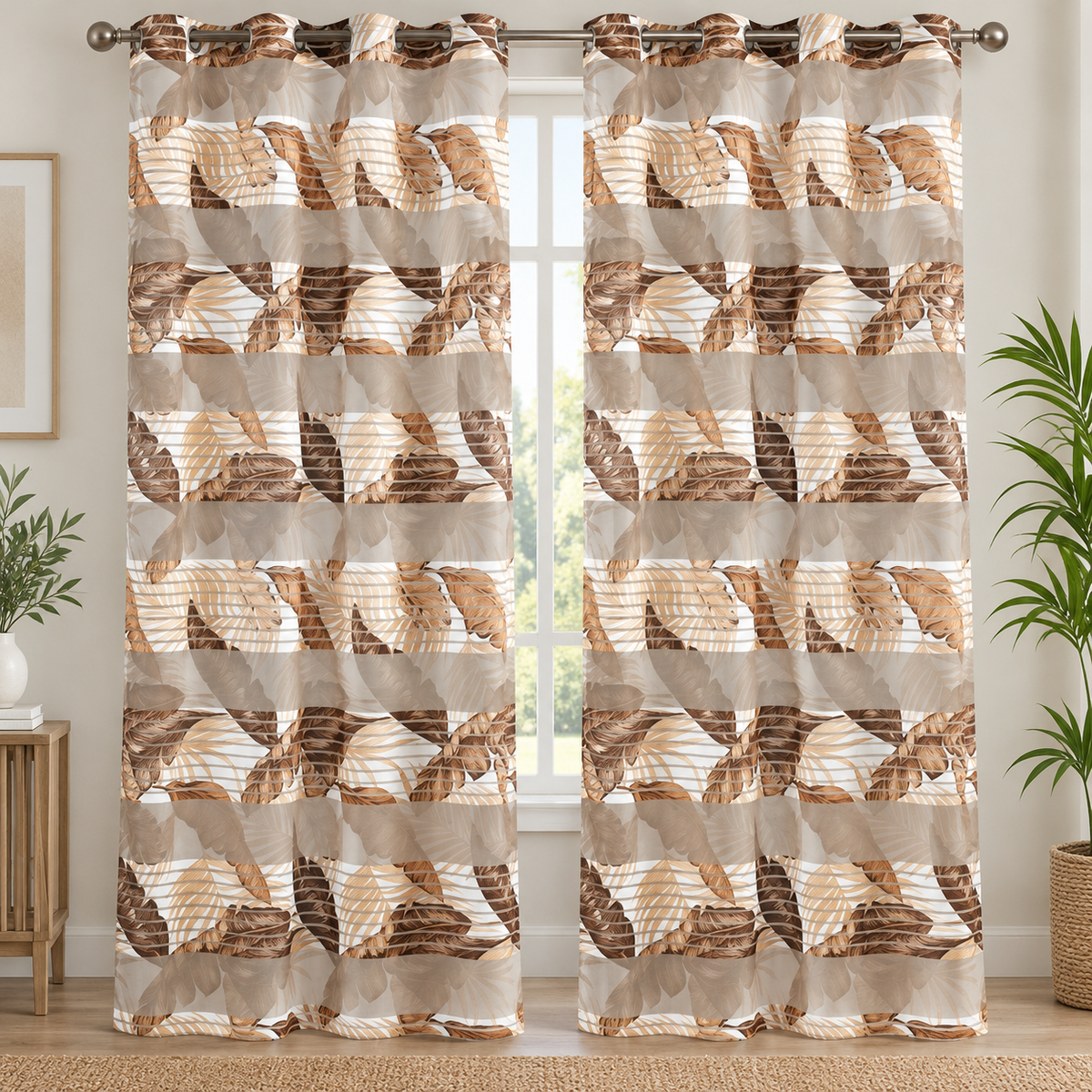Cortina visillo tropical beige 140x260 cm