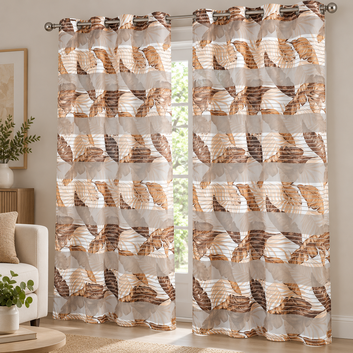Cortina visillo tropical beige 140x260 cm