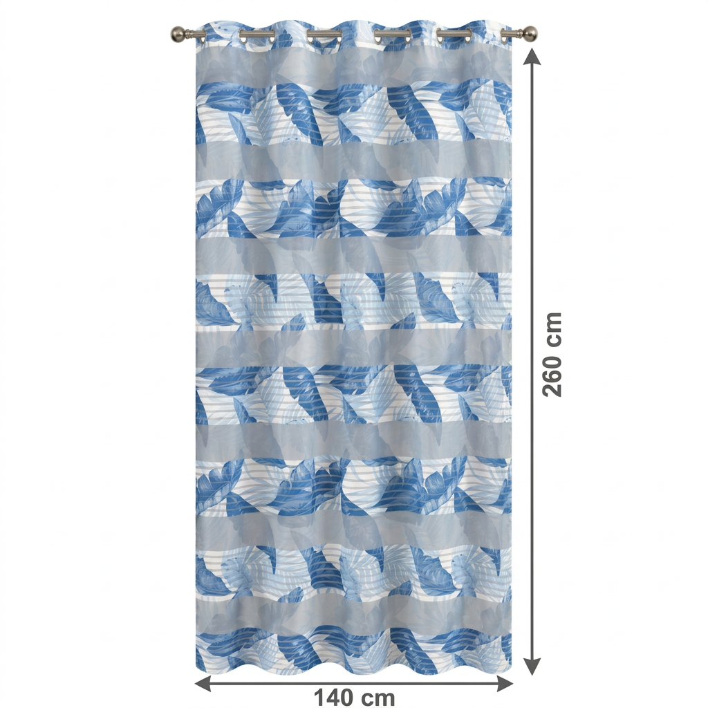 Cortina visillo tropical azul 140x260 cm