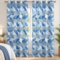 Cortina visillo tropical azul 140x260 cm