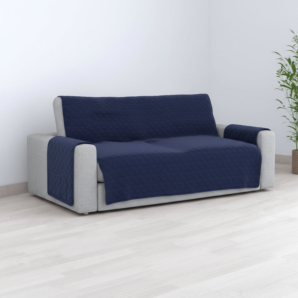 Cubre Sofá Azul/Gris Reversible