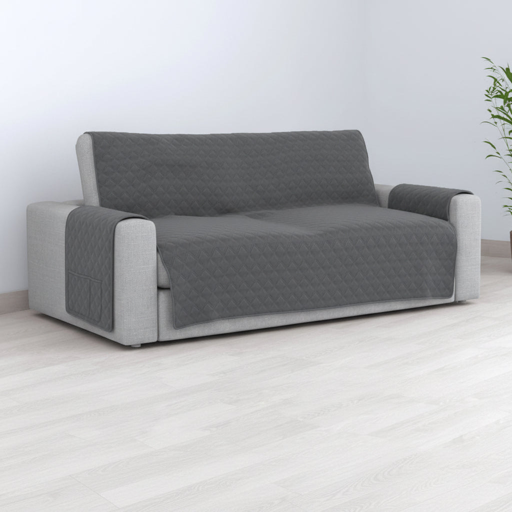 Cubre Sofá Gris oscuro/Gris Claro Reversible