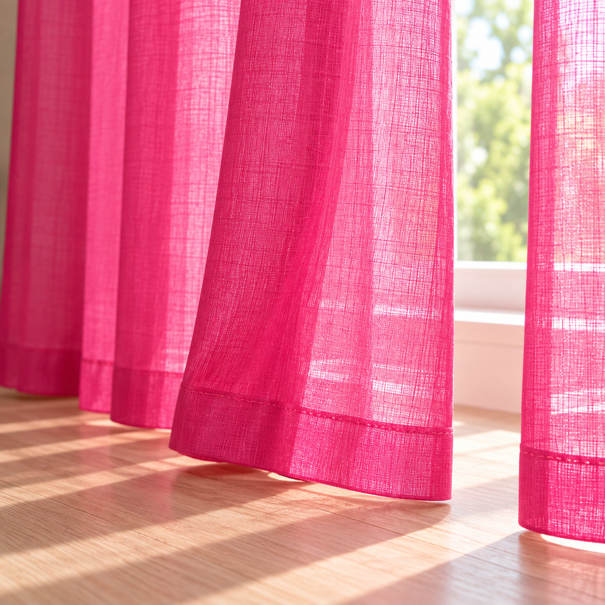 Cortina visillo rosa 140x260 cm