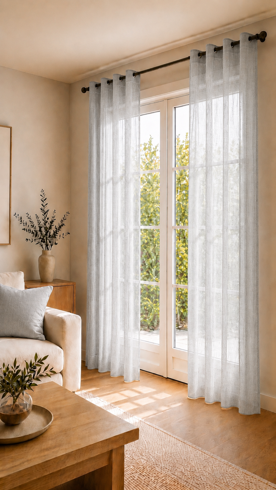 Cortina visillo gris claro 140x260 cm