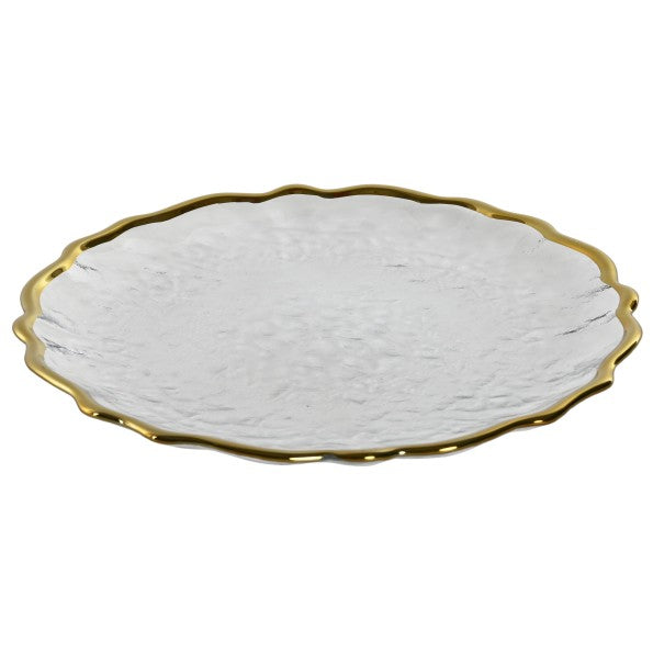 Plato De Cristal Borde Dorado