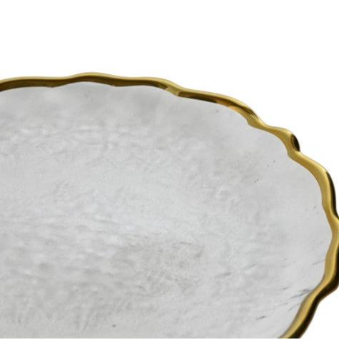 Plato De Cristal Borde Dorado