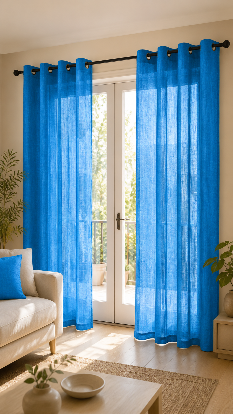 Cortina visillo azul 140x260 cm