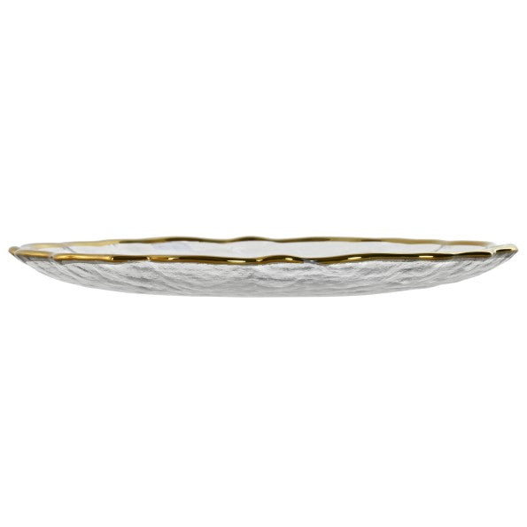 Plato De Cristal Borde Dorado