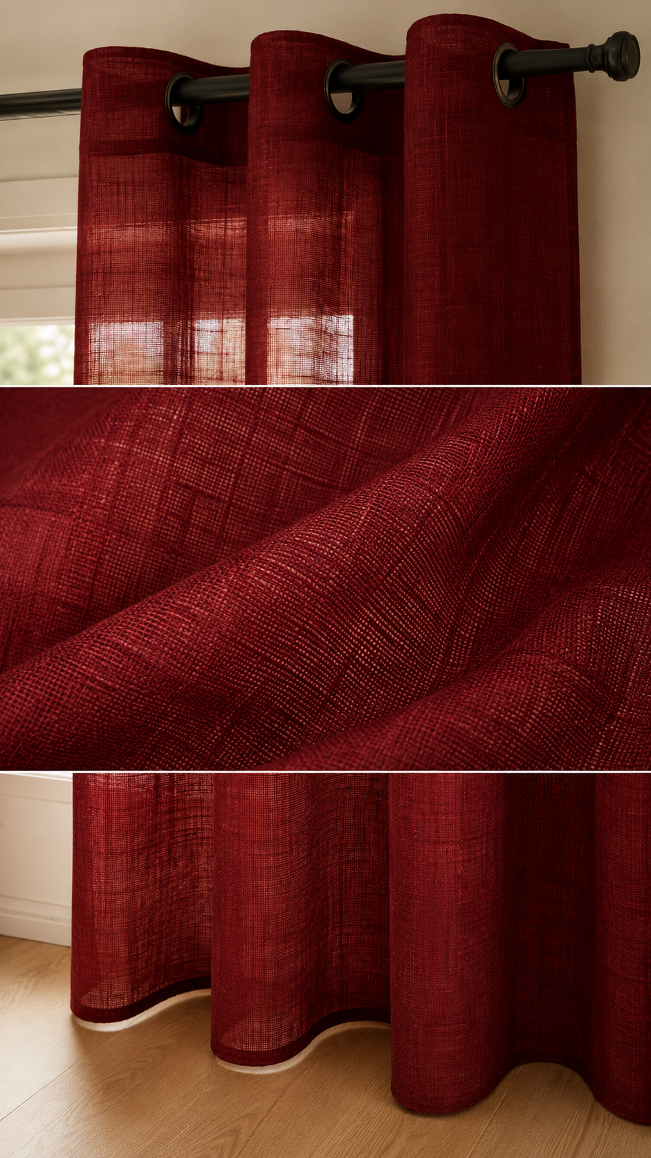 Cortina visillo granate 140x260 cm