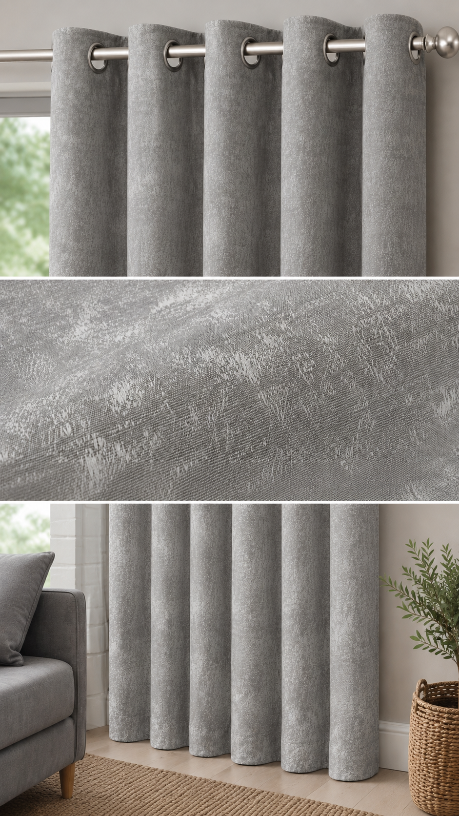 Cortina de tela 140 x 260 cm Gris