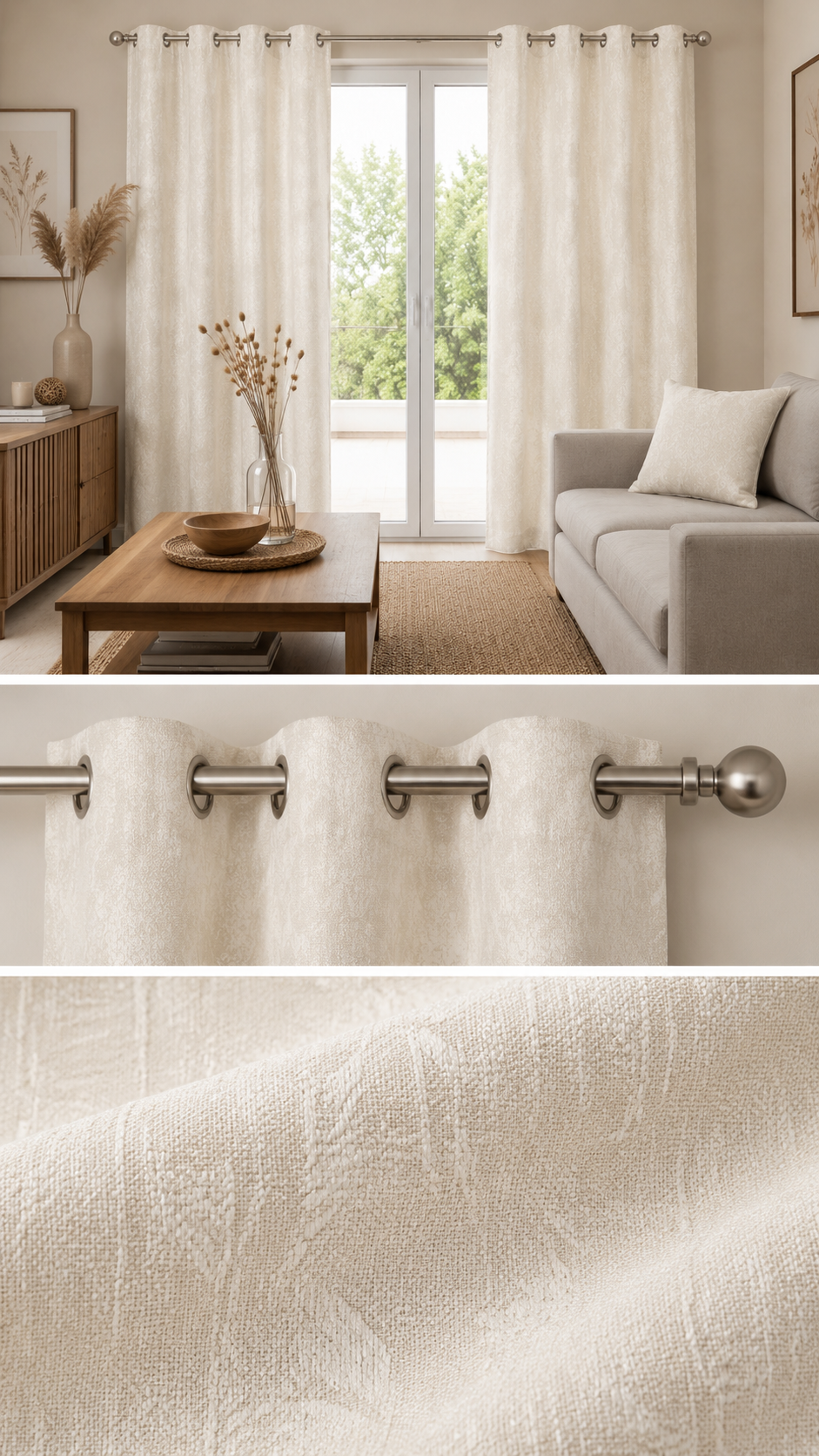 Cortina de tela 140 x 260 cm Blanco