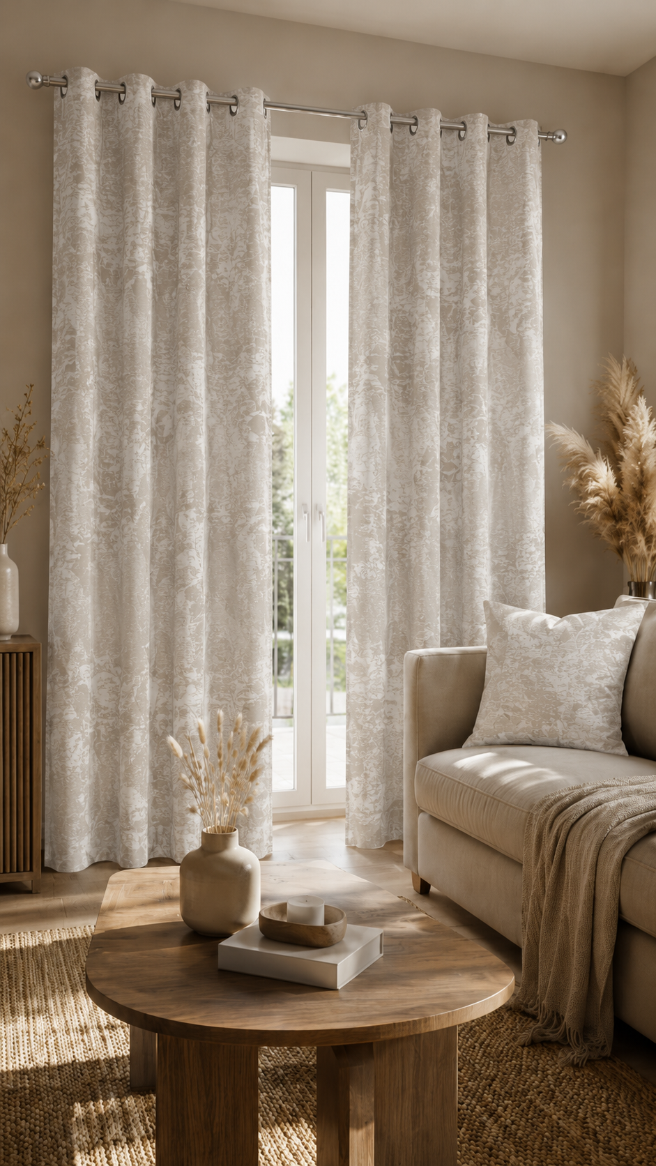 Cortina de tela 140 x 260 cm Beige marmol