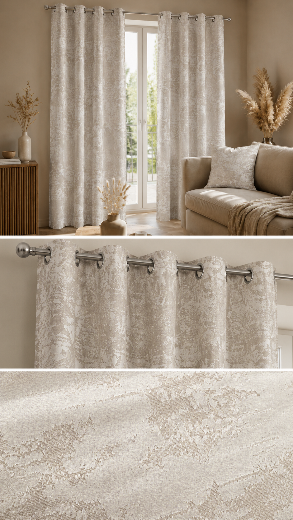 Cortina de tela 140 x 260 cm Beige marmol